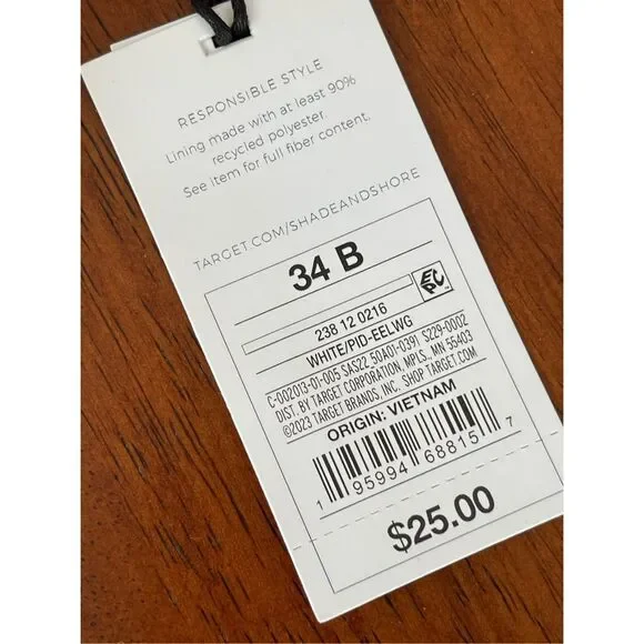 NWT Shade & Shore white halter bikini top Size 36 B - Picture 4 of 5